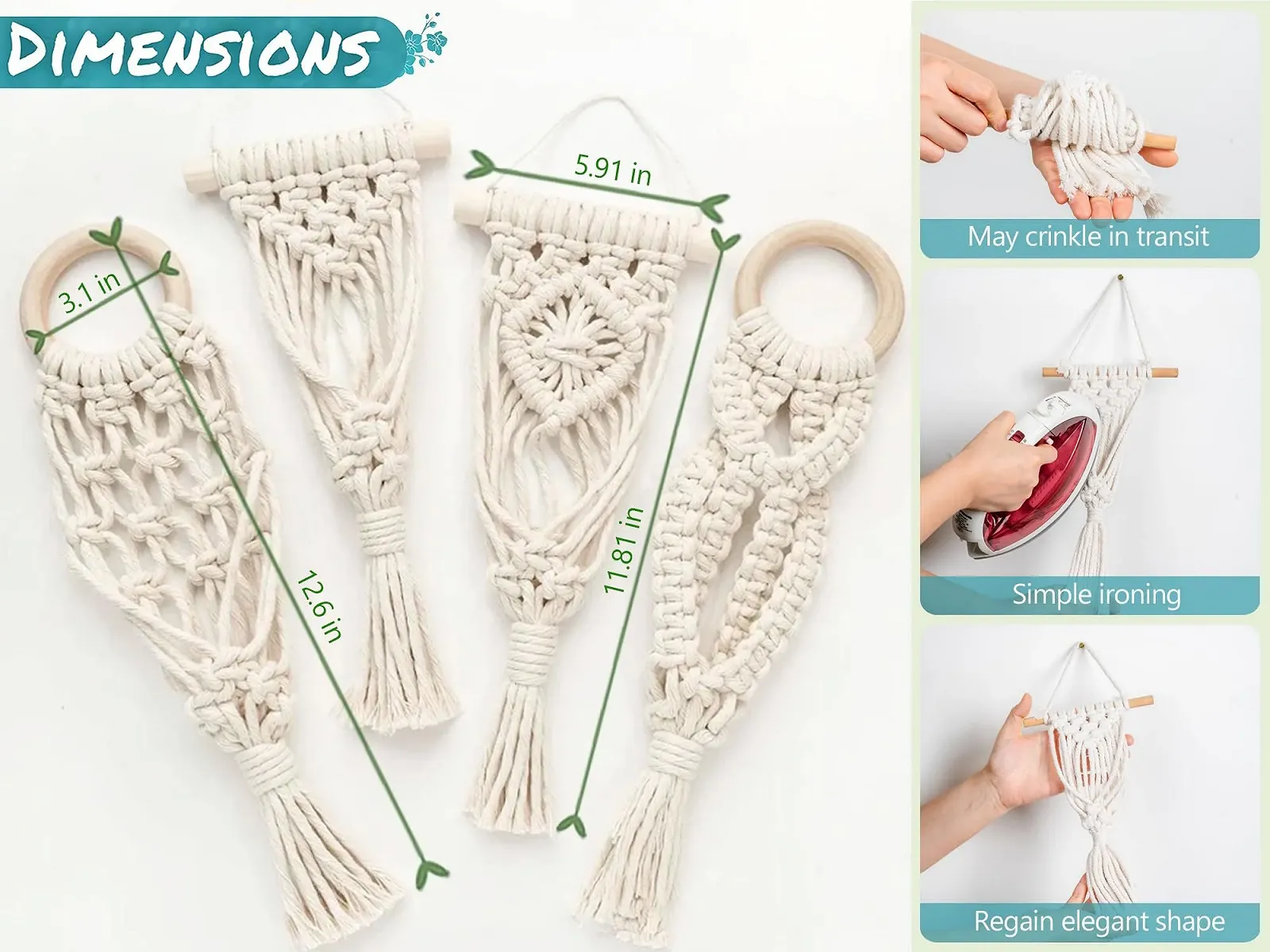 Підвісні тримачі для повітряних рослин Melphoe макраме Набір 4 шт. для тілландсії, фото №7 Підвісні тримачі для повітряних рослин Melphoe макраме Набір 4 шт. для тілландсії, фото №7