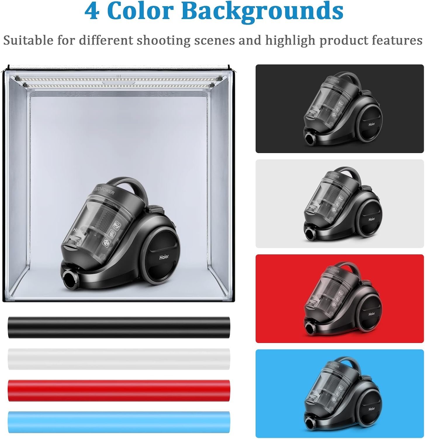 Фотобокс Sedgewin 80 см / 5500K / CRI 95 +/ 4 фона / Черный, фото №2