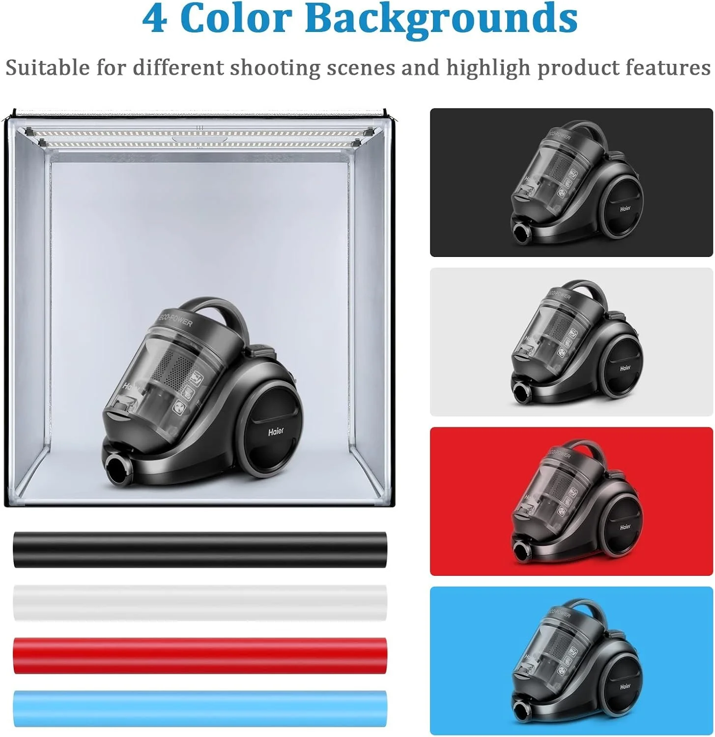 Фотобокс Sedgewin 80 см / 5500K / CRI 95 +/ 4 фона / Черный, фото №2