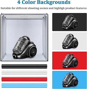 Фотобокс Sedgewin 80 см / 5500K / CRI 95 +/ 4 фона / Черный synthetic.ua - Фото 1