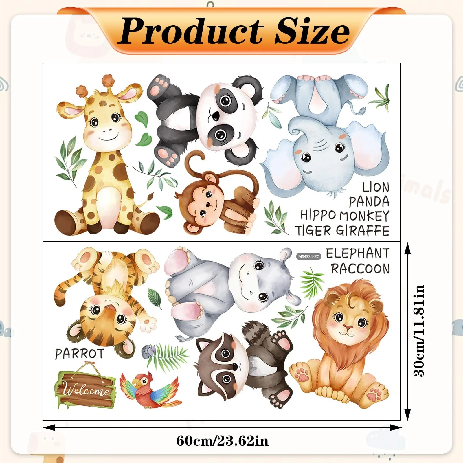 Наклейка на стіну Forest and Forest Animals 2 шт. 30 x 60 см, фото №2