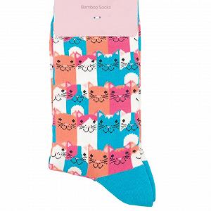 Шкарпетки Жіночі Cat з принтом котів Blue Pink Orange Бавовна synthetic.ua - Фото 1