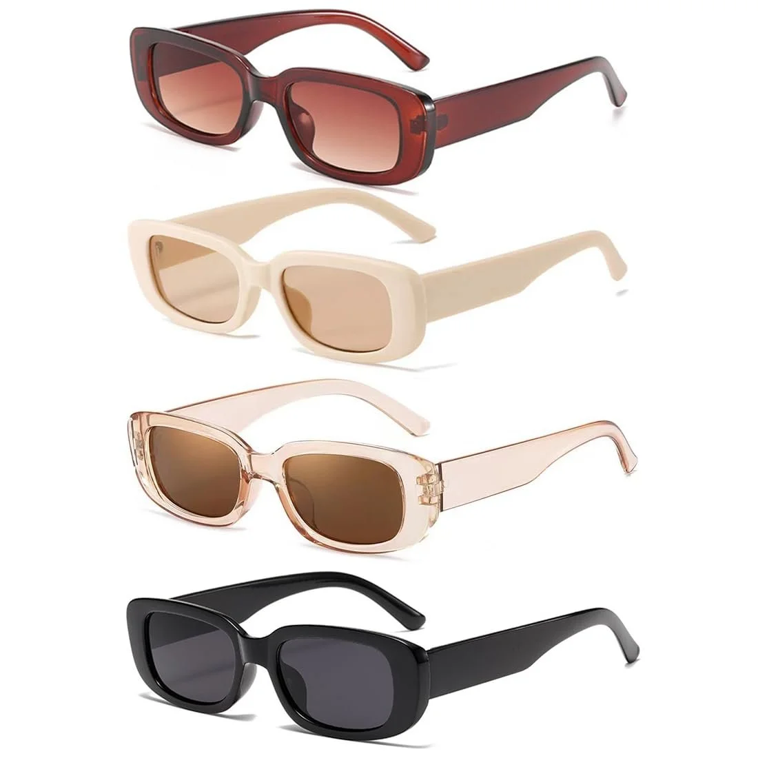 Вінтажні сонцезахисні окуляри Aurasky, набір з 4 штук, ретро прямокутні, фото №1 Вінтажні сонцезахисні окуляри Aurasky, набір з 4 штук, ретро прямокутні, фото №1