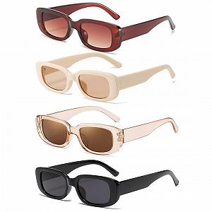 Вінтажні сонцезахисні окуляри Aurasky, набір з 4 штук, ретро прямокутні - Фото 1