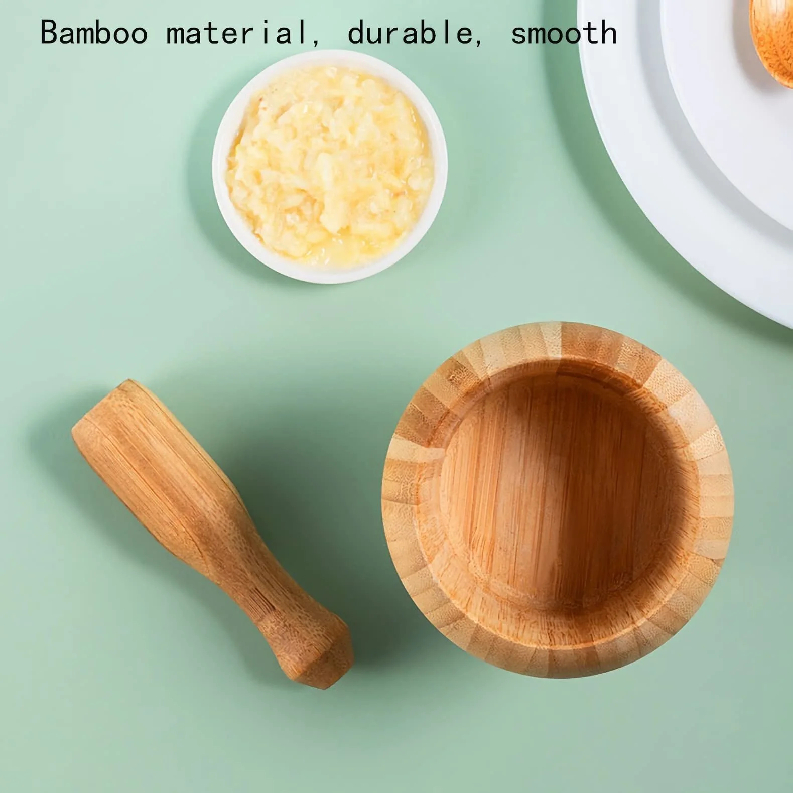 Набір ступки і товкачика дерев'яний ручна часникодавка для гуакамоле, сальси, фото №5