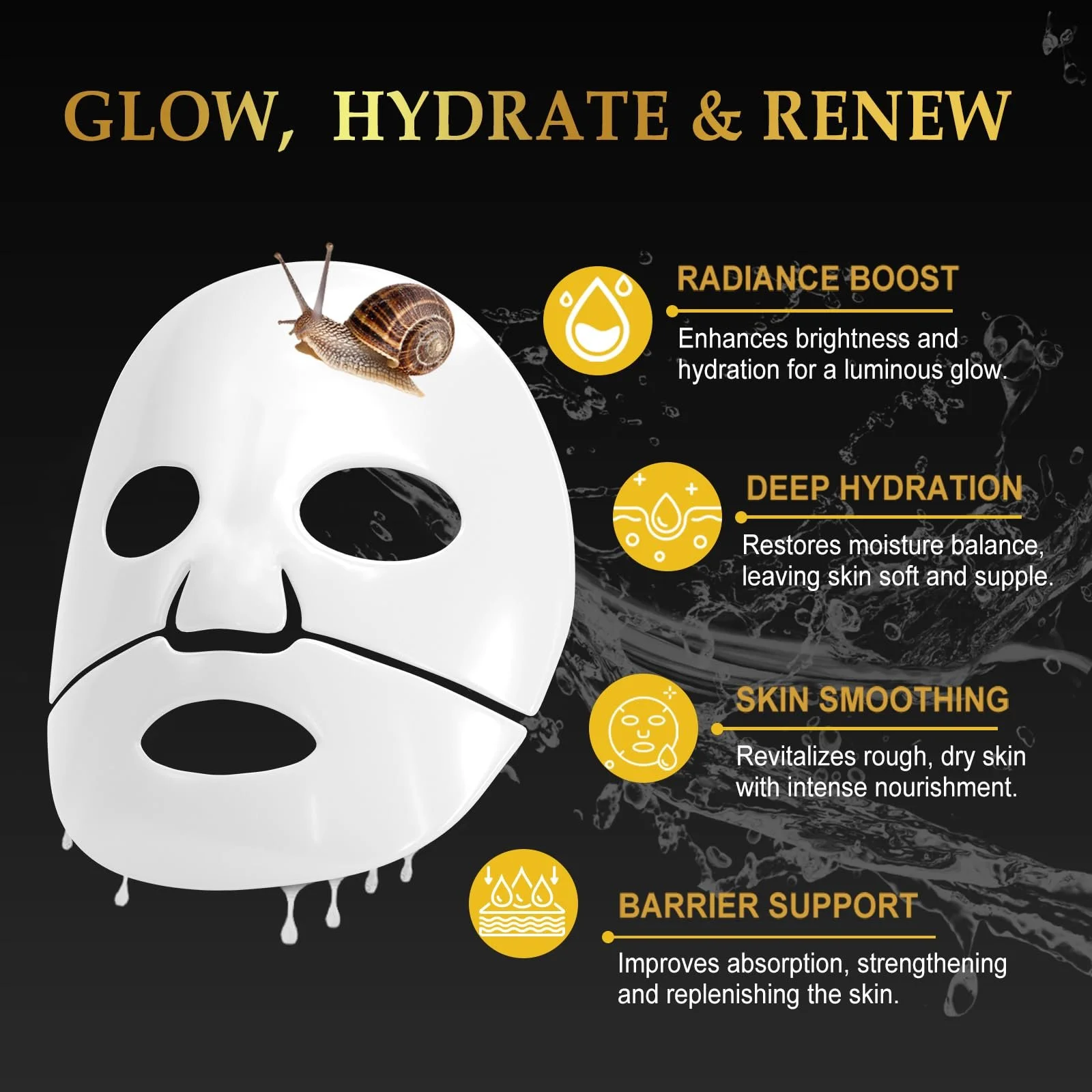 Листкова Маска з Муцином Равлика, 6 шт. Гідрогелева, фото №9