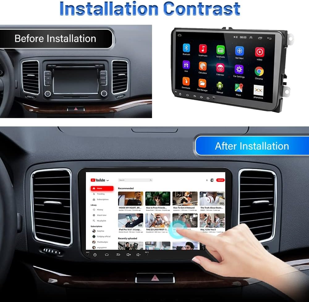 Штатна автомагнітола Hikity для WV Golf 5 Golf 6 Passat Polo Tiguan Caddy / 9" / Сенсорна / 2/32Гб / Android 13 / Bluetooth / WI-FI / GPS / FM / USB, фото №6
