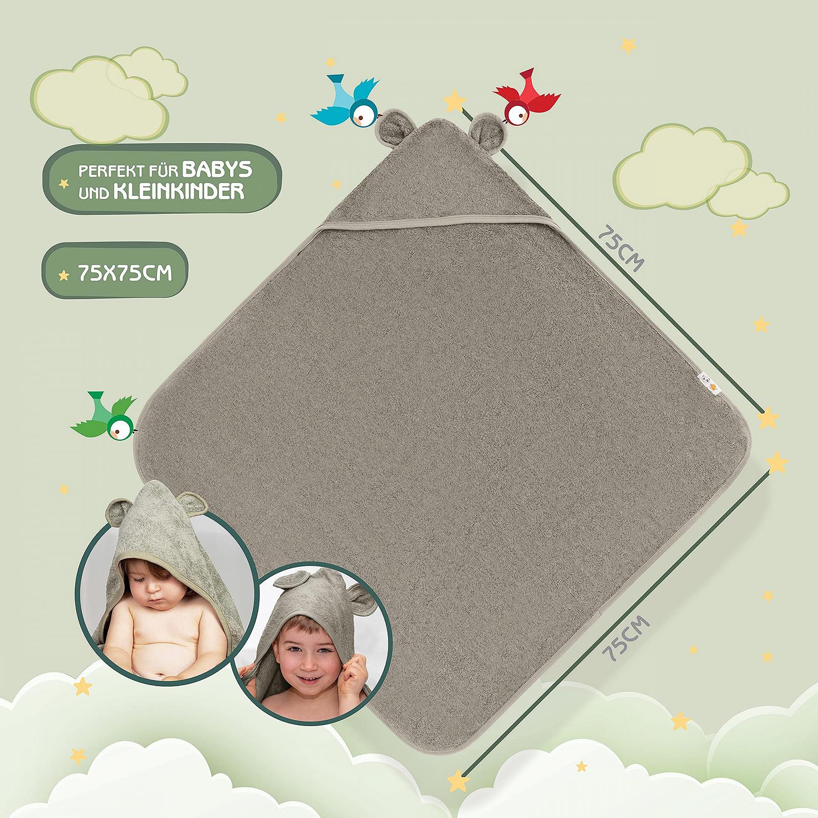 Рушник з капюшоном ® Baby Extra Thick, Warm & Soft 75 x 75 см, бамбук 100%, м'ятно-зелений, фото №4