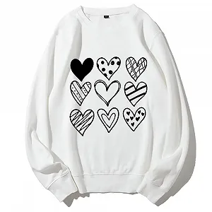 Женский свитшот MLZHAN С принтом сердца, весенне-осенний, с круглым вырезом, длинными рукавами, повседневный synthetic.ua - Фото 1