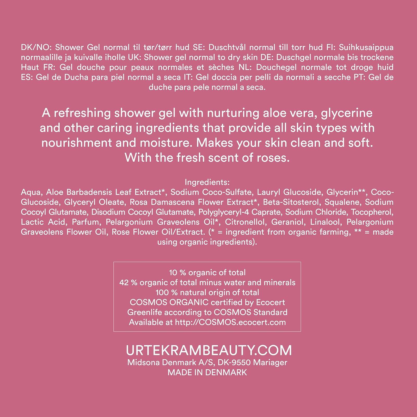 Гель для душа Urtekram Rose органический, 500 мл, фото №6