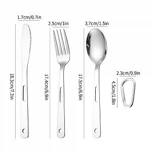 Набор Camping Cutlery Set Портативные столовые приборы из нержавеющей стали для путешествий серебристый synthetic.ua - Фото 1