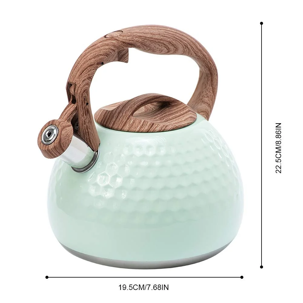 Чайник для плити 3 л нержавіюча сталь свисток термостійка ручка газова індукційна плита Зелений, фото №6