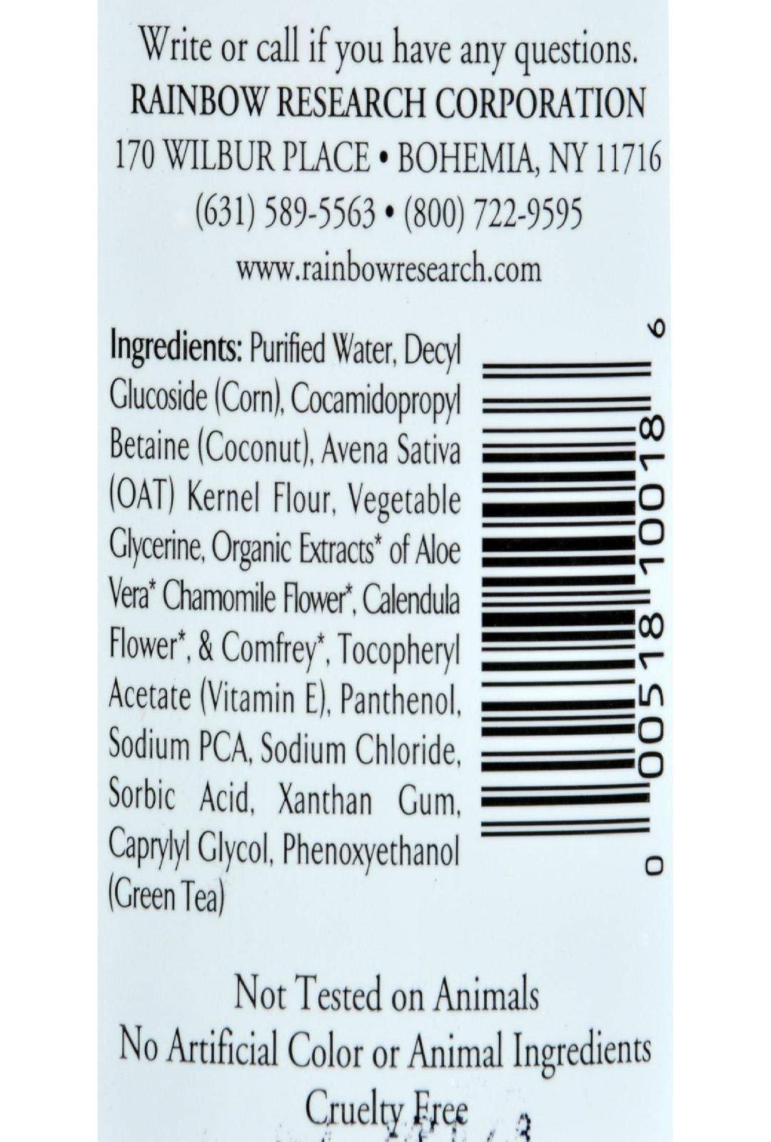 Гель для душу Rainbow Research Colloidal Oatmeal Unscented 12 унцій, фото №2