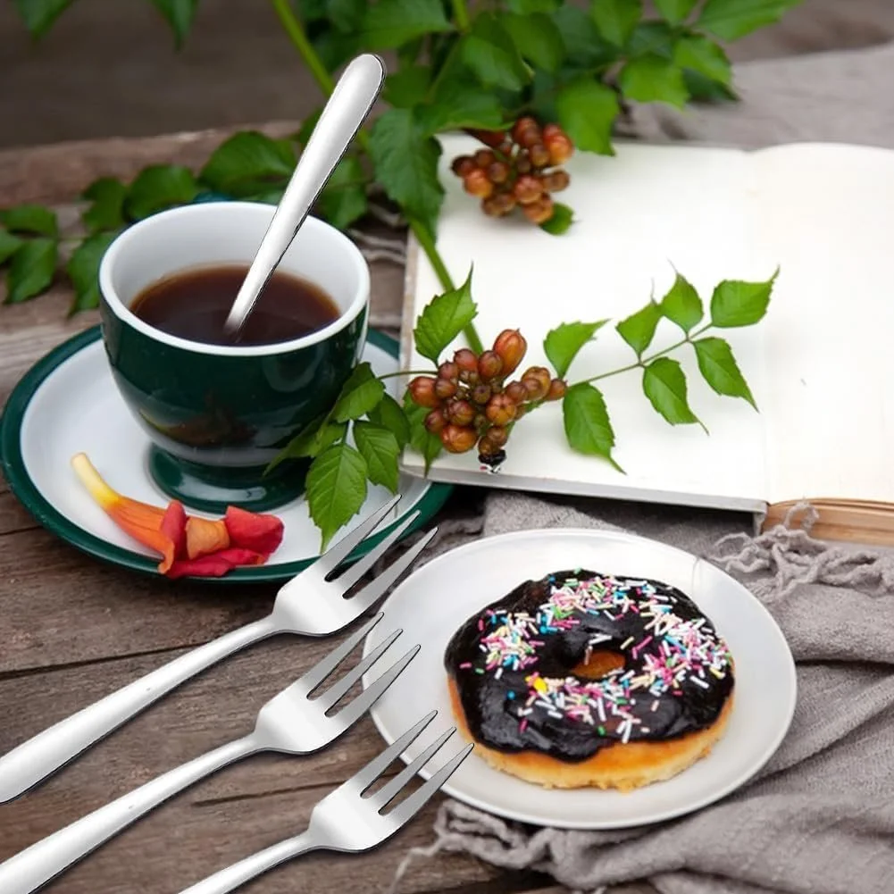 Набір маленьких виделок та чайних ложок Tutamaz, 24 шт. Сріблястий, фото №4 Набір маленьких виделок та чайних ложок Tutamaz, 24 шт. Сріблястий, фото №4