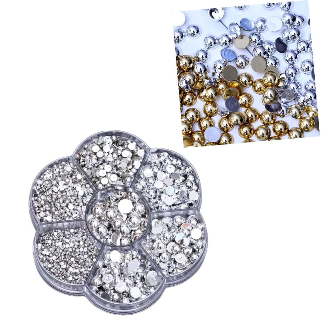 Напівкруглі перлини COHEALI 4930 шт, сріблясті, пластикові, для нейл-арту, фото №8 Напівкруглі перлини COHEALI 4930 шт, сріблясті, пластикові, для нейл-арту, фото №8