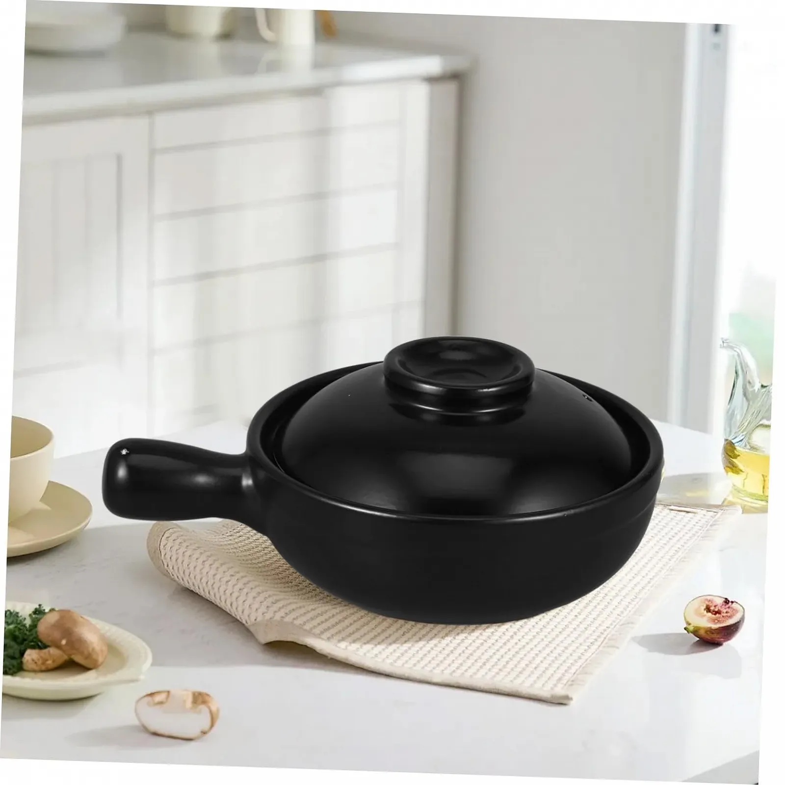 Горщик керамічний SOLUSTRE теракотовий з кришкою термостійкий 900 мл, фото №8