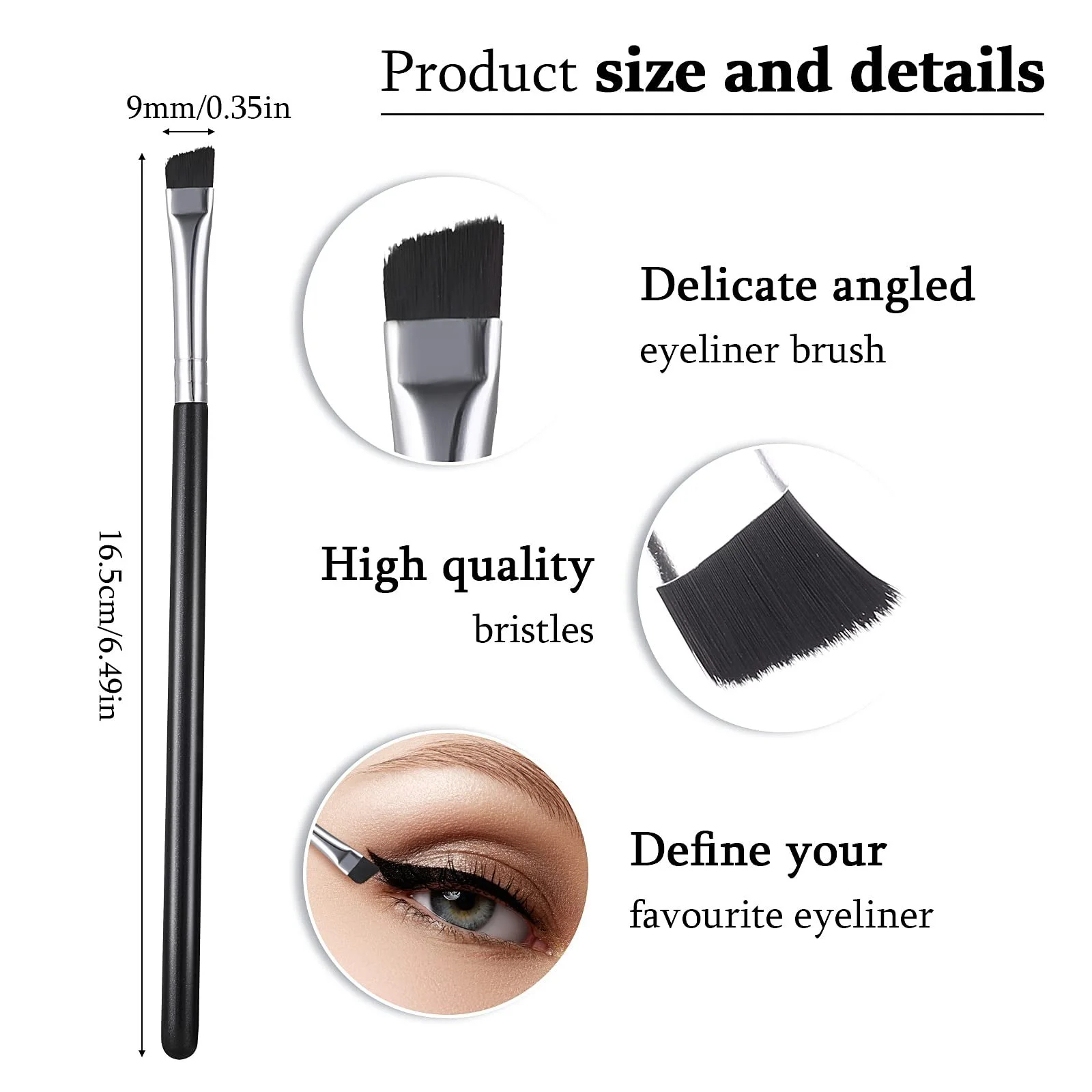 Набор кистей Lusofie 3 шт. для подводки для глаз, фото №5 Набор кистей Lusofie 3 шт. для подводки для глаз, фото №5