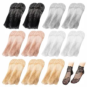 Женские носки с рюшами, Белый/Серый/Розовый/Черный/Телесный цвет - Фото 1