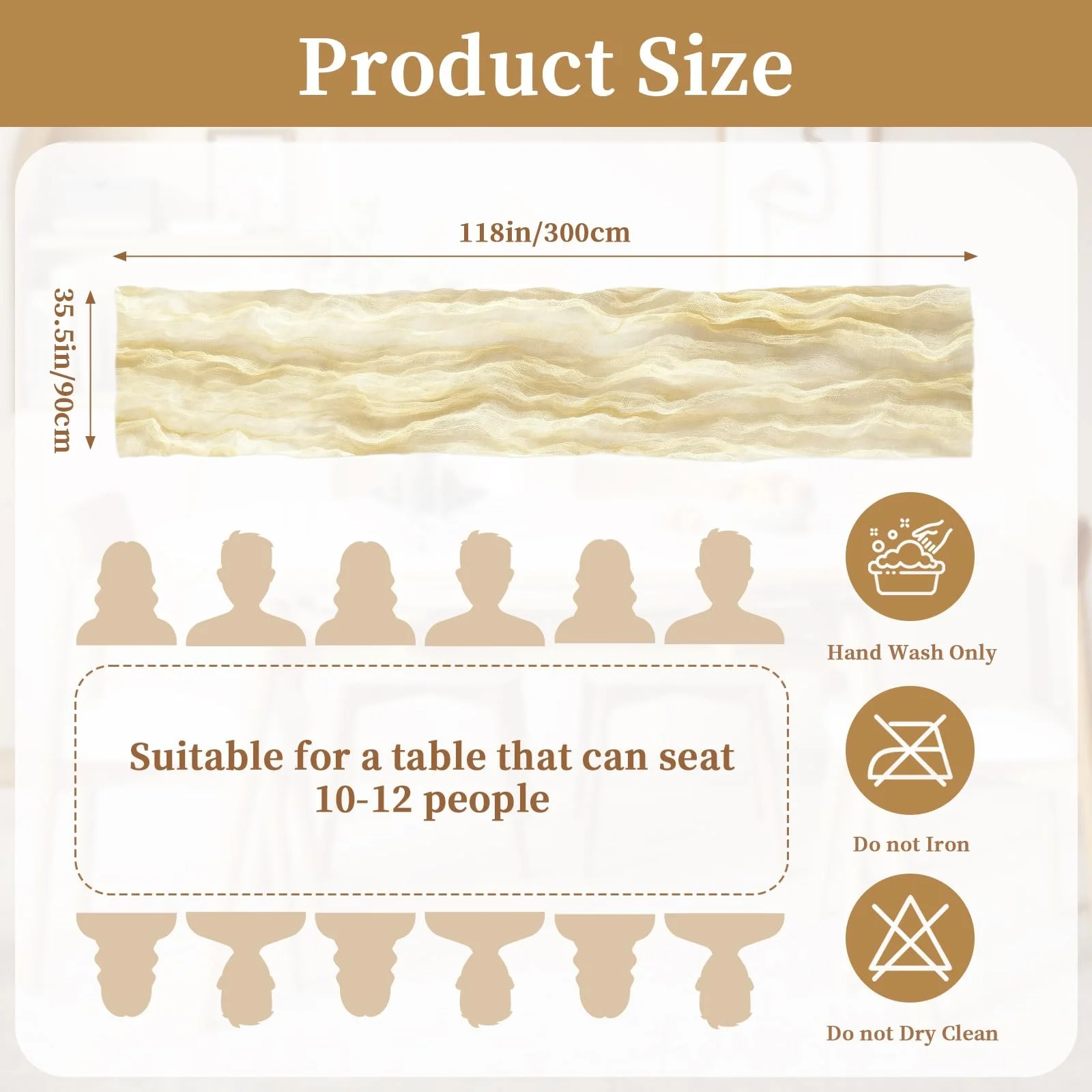 Ранер Segus Cheese Cloth Muslin Pack of 2 Бежева 90 x 300 см, фото №2