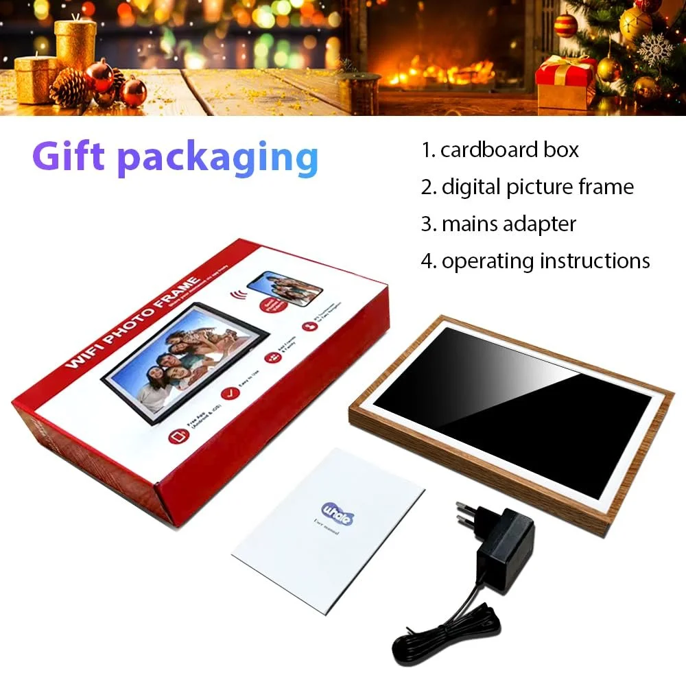 Цифровая фоторамка 10.1 дюйма WiFi Touchscreen 32 ГБ HD 1280 x 800 IPS Махагон, фото №9