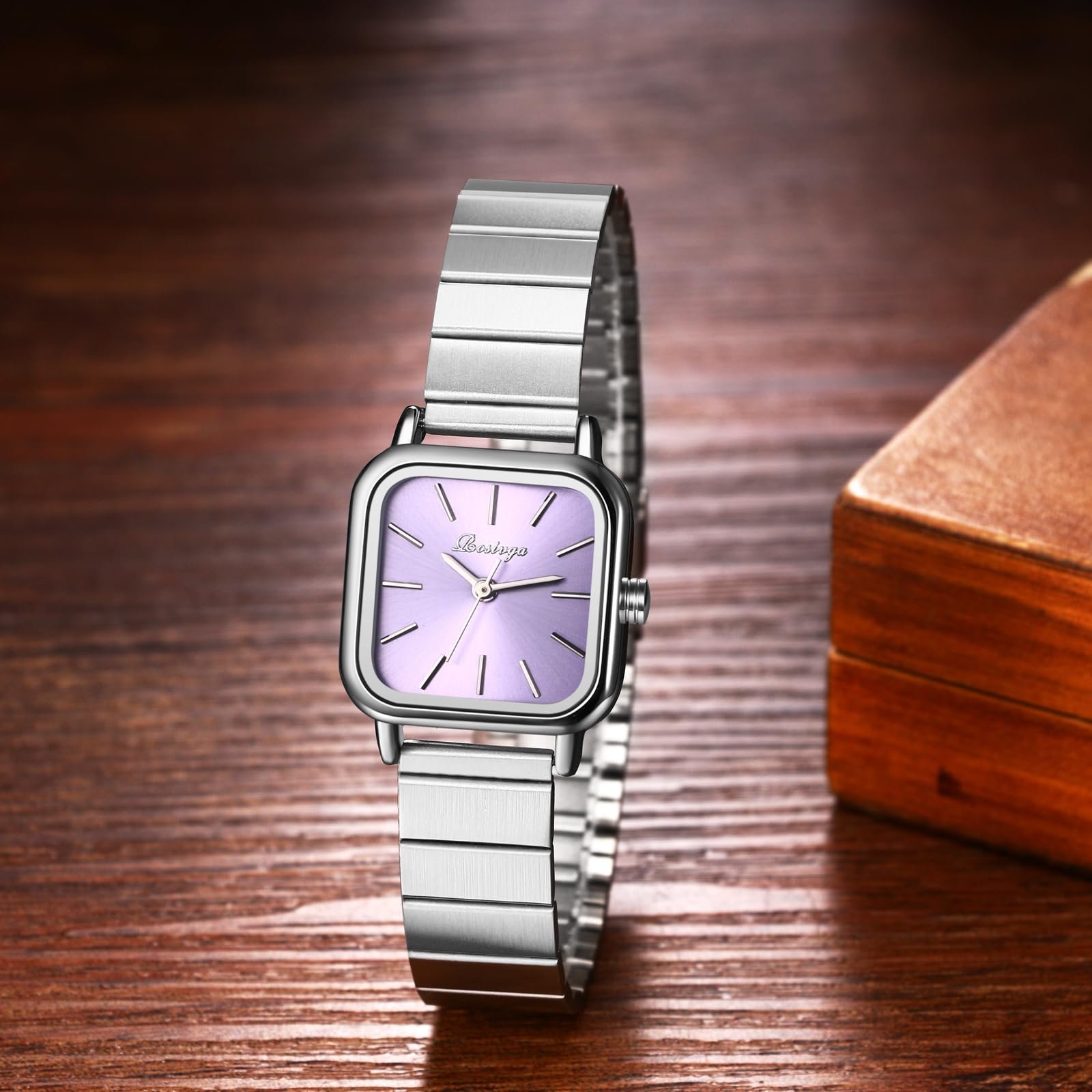 Часы женские JewelryWe Квадратные Аналоговые Кварцевые Серебристые, фото №4