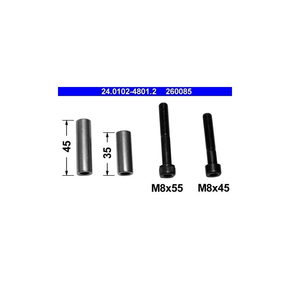 Комплект направляючих гільз гальмівного супорта ATE 24.0102-4801.2 передній міст, фото №1