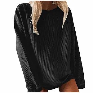 Женская толстовка оверсайз без капюшона Black - Фото 1