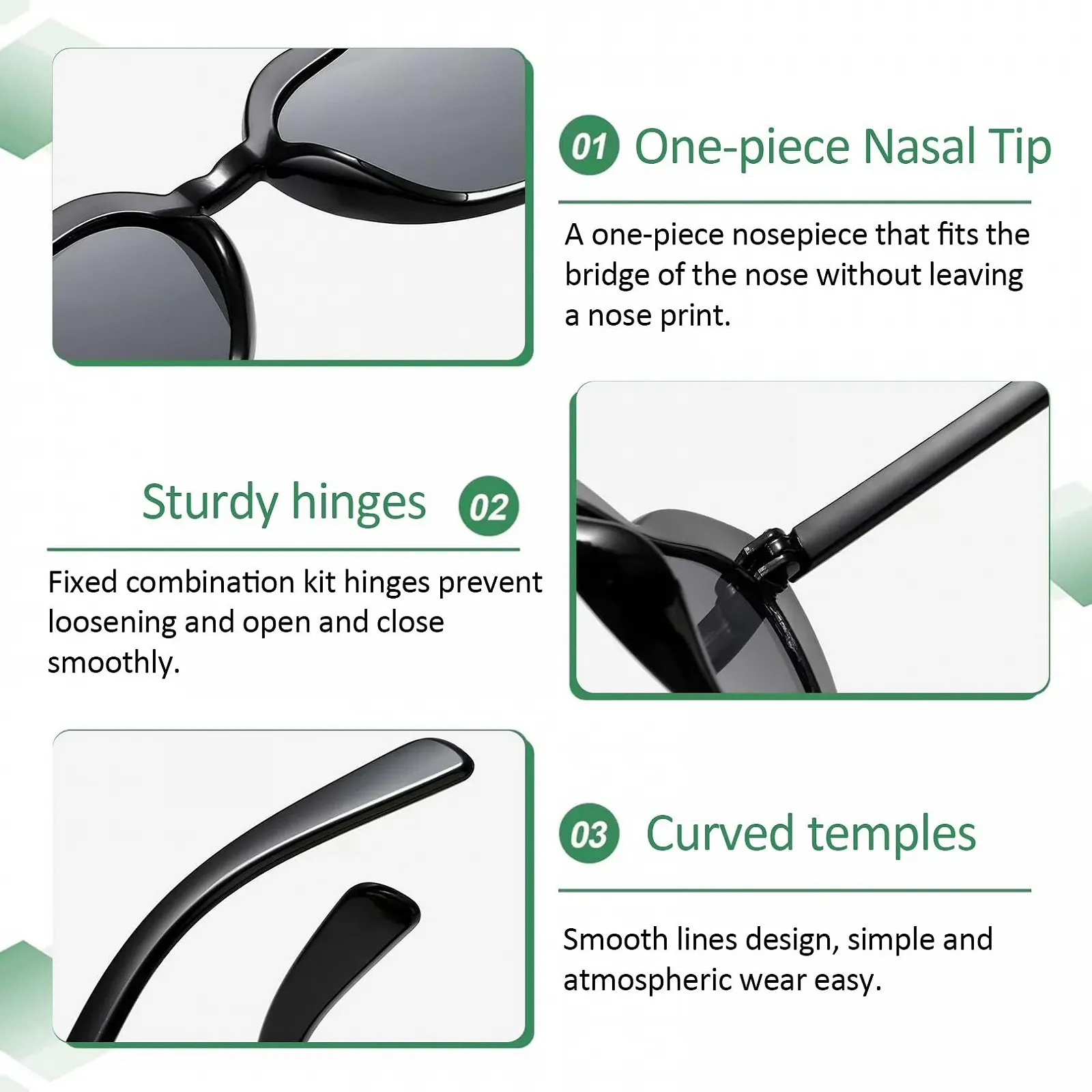 Набір Сонцезахисних Окулярів у Формі Серця Вінтаж Fashion Hippie Чорний, 8 шт, фото №3