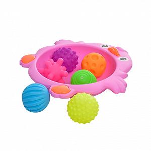 Игрушки для купания Bambi 916-48 Тактильные Мячики Набор пищалок 28см Розовый - Фото 1