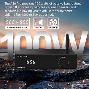 Підсилювач потужності SMSL A50 PRO Hi-Fi Bluetooth 2.1-канал Чорний synthetic.ua - Фото 1