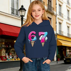 Худи с мемом 67 Six Seven для девочек, с длинными рукавами, с принтом 67, удобная мягкая толстовка, уличный свитшот, модный джемпер для девочек и мальчиков synthetic.ua - Фото 1