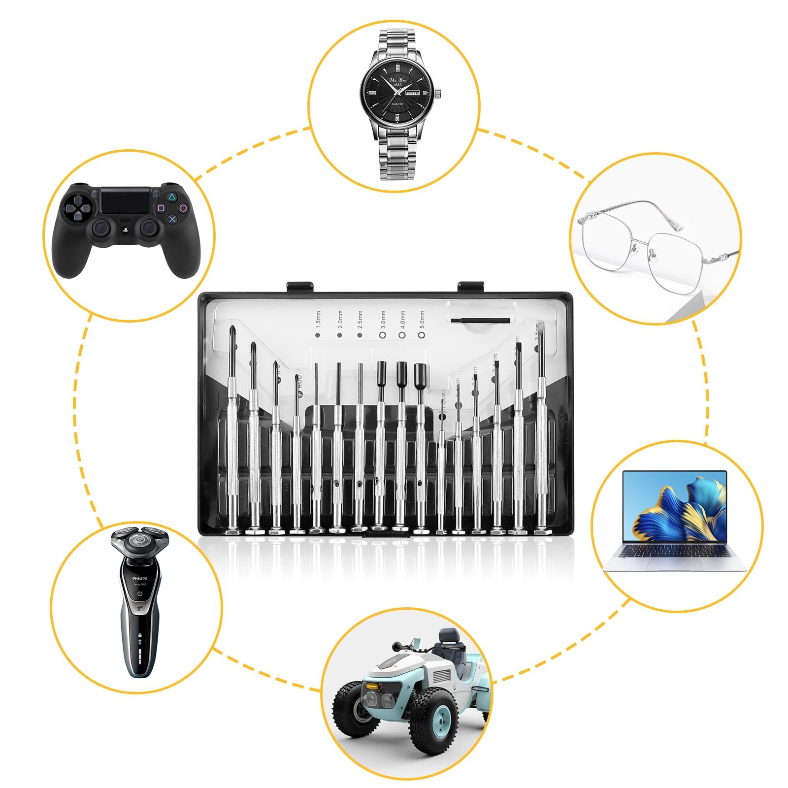 Набір викруток Mini 16 предметів з збільшувальною лупою для годинників і окулярів, фото №5 Набір викруток Mini 16 предметів з збільшувальною лупою для годинників і окулярів, фото №5