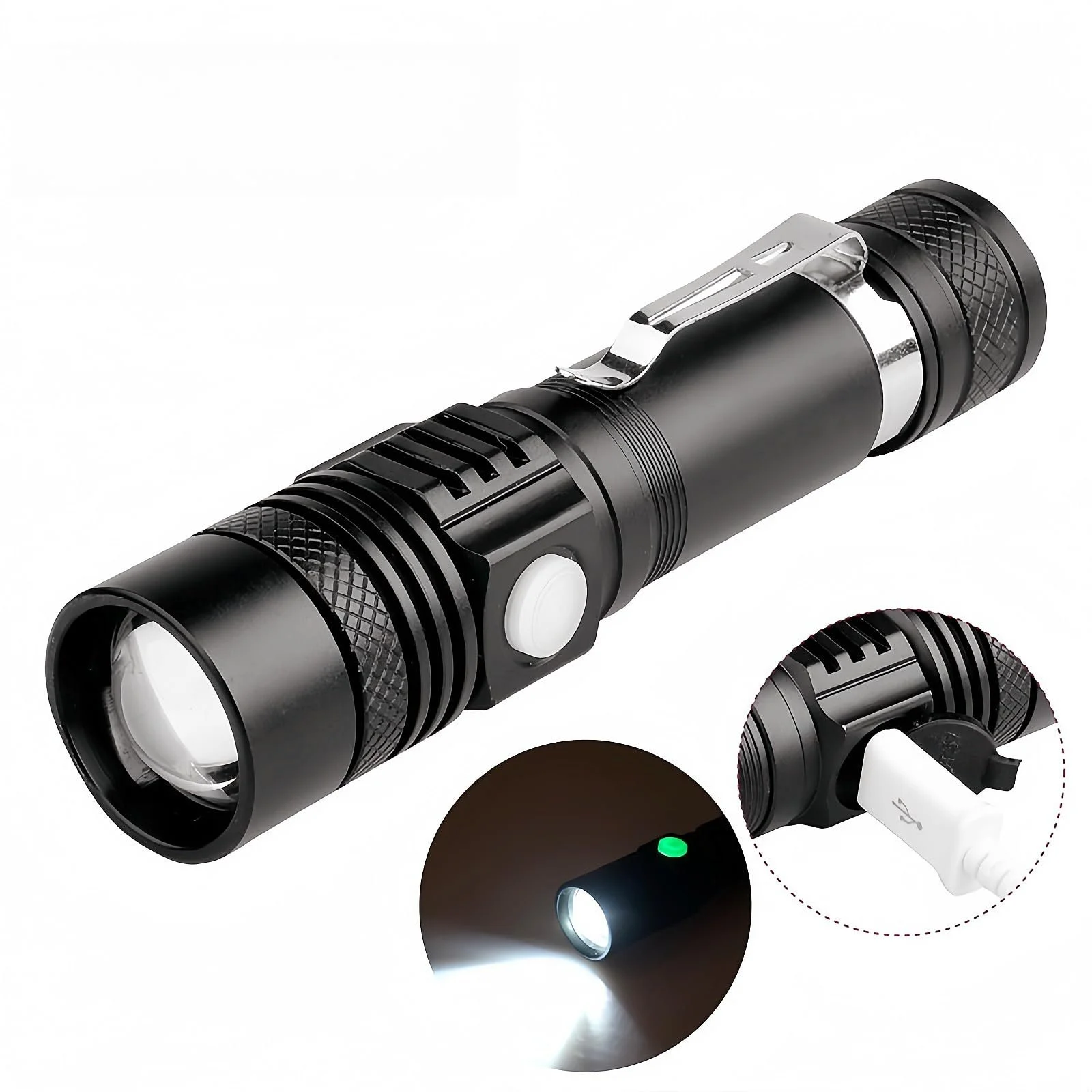 Фонарь Fay Bless LED Аккумуляторный, Яркий, Клипса, IPX6, 3 Режима, Черный, фото №4