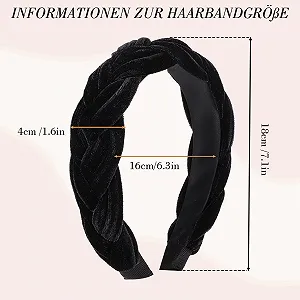 Обруч для волос плетеный Бархатный Черный synthetic.ua - Фото 1