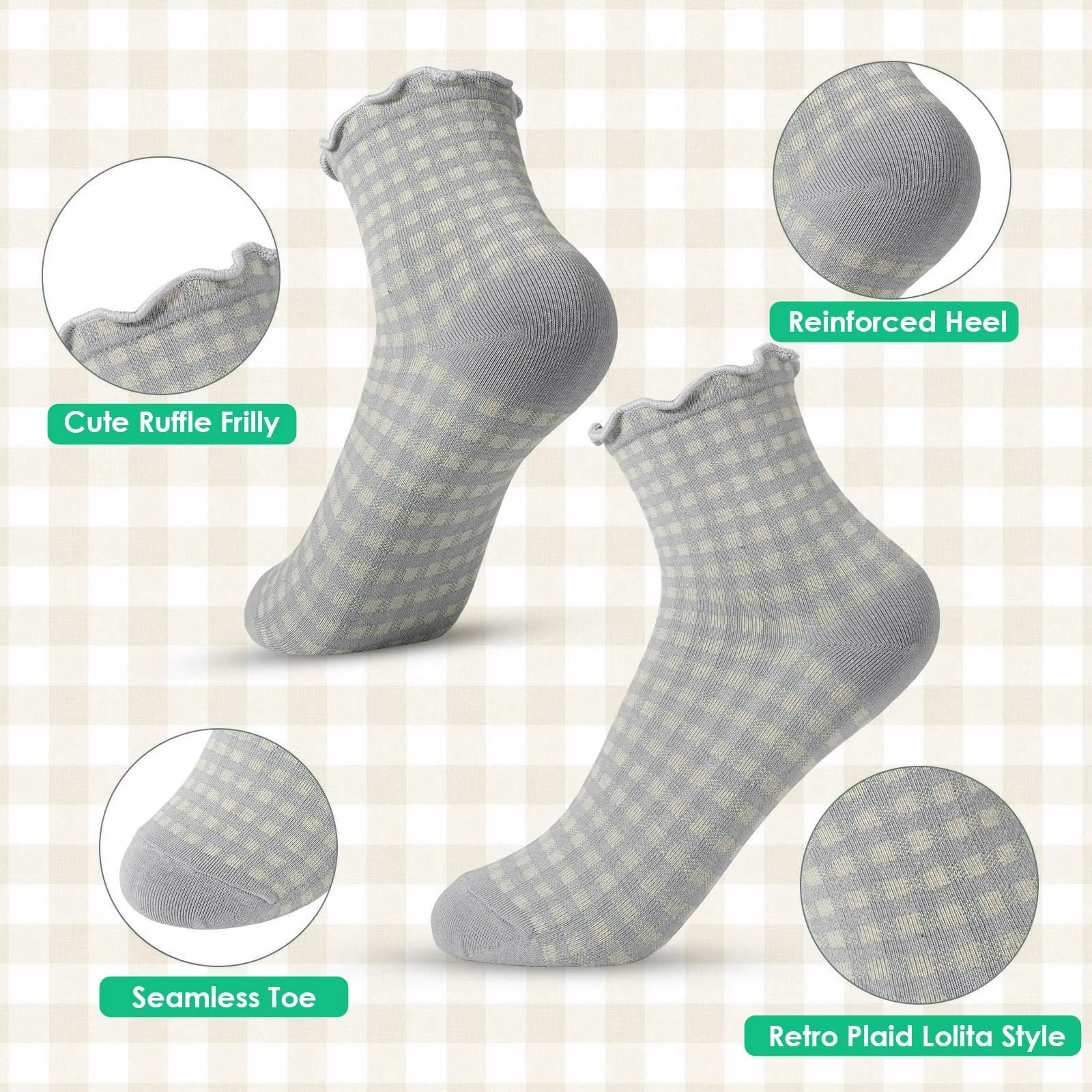 Шкарпетки з рюшами для жінок 3 пари Смугасті, фото №3