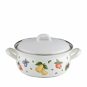 Кастрюля Riess COUNTRY - FRUIT GARDEN 0171-068 20 см 2.0 л белая с фруктовым декором индукционная - Фото 1