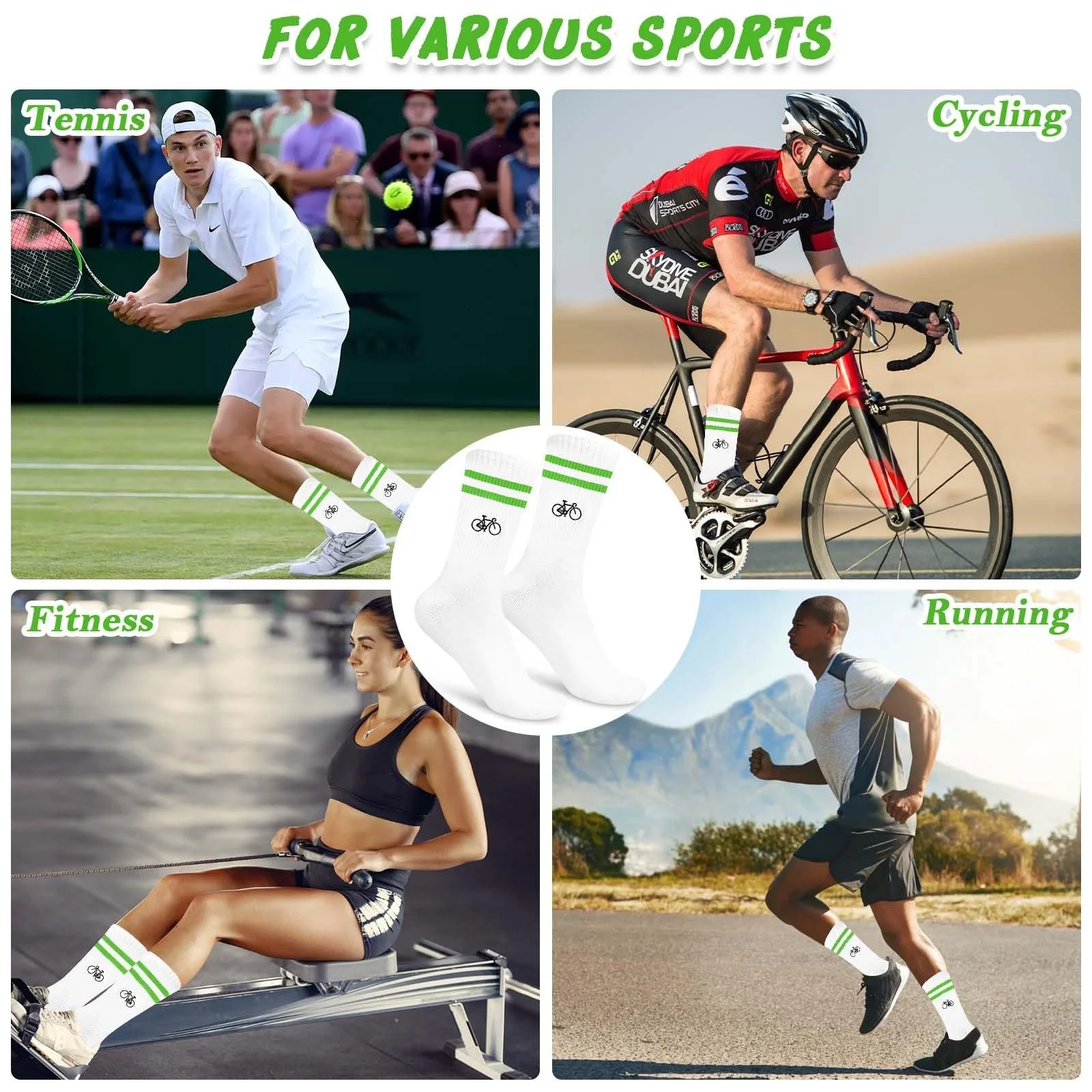 Женские велосипедные носки Белый с велосипедным мотивом, фото №7