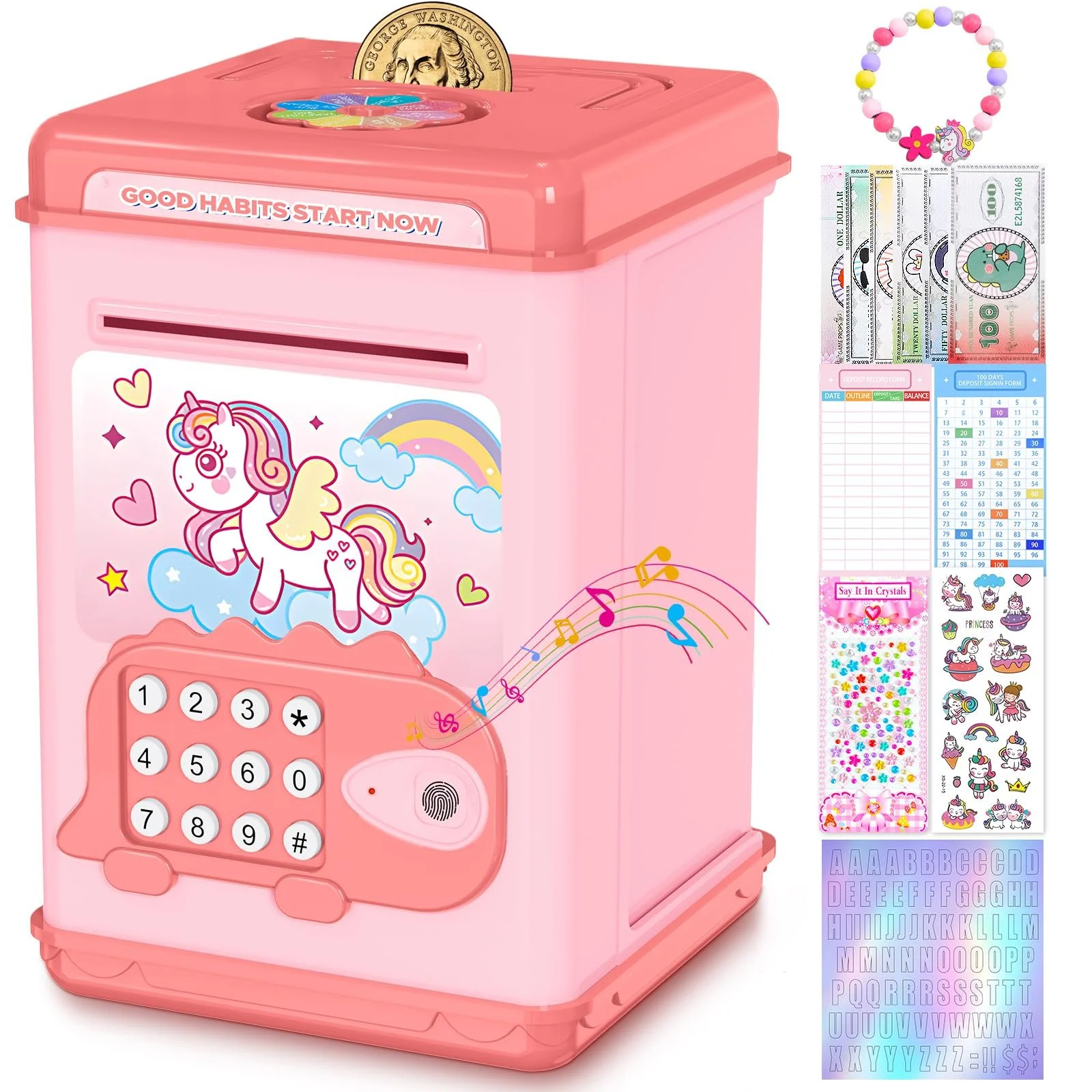 Скарбничка TCJJ Єдиноріг Сейф Пароль та відбиток пальця, фото №1