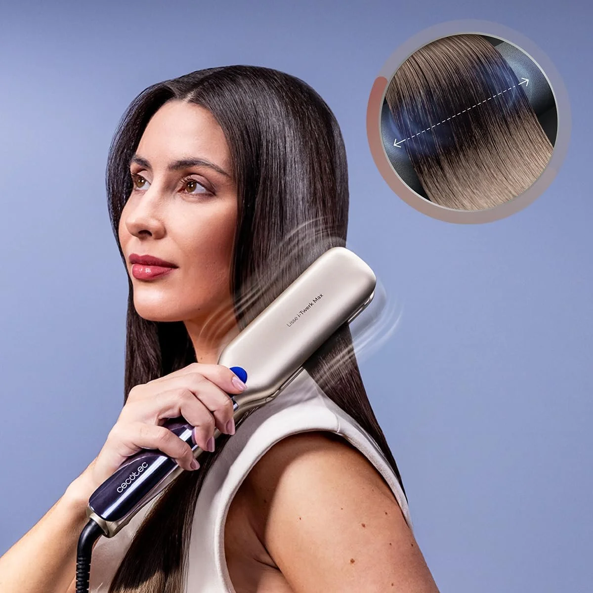 Выпрямитель Cecotec Lisse i-Twerk Max Инфракрасная и ионная технология Вибрирующие XL пластины Керамика Турмалин 160-230°C Дисплей Антифриз, фото №3
