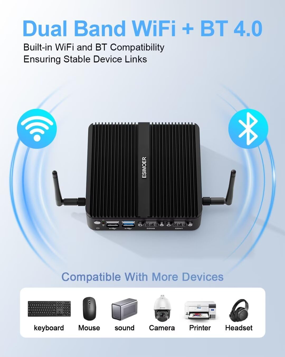 Mini PC ESIMOER Win11 Fanless J4125 8GB RAM 128GB SSD 1TB HDD, фото №5