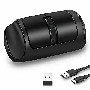 Миша Bluetooth Horizontal, портативна акумуляторна бездротова (Dual Mode: BT 5.0 + 2.4G) 3200DPI Adjustable, тиха ергономічна для ноутбука, ПК, комп'ютера / Windows / Mac OS / - Фото 1
