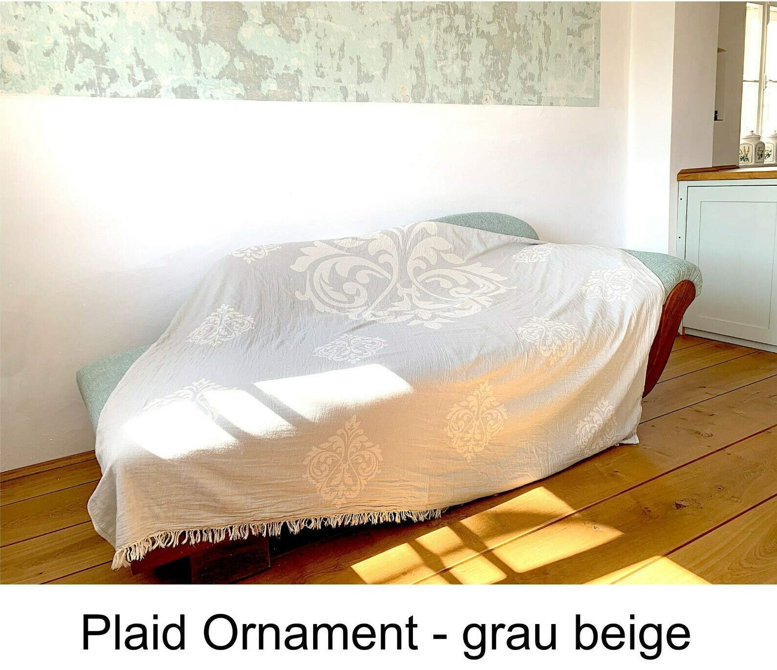 Покривало Carenesse Baroque Сіро-білий, 180 x 220 см, 100% бавовна, двостороннє, високоякісне жакардове плетіння, попередньо випране, фото №4 Покривало Carenesse Baroque Сіро-білий, 180 x 220 см, 100% бавовна, двостороннє, високоякісне жакардове плетіння, попередньо випране, фото №4