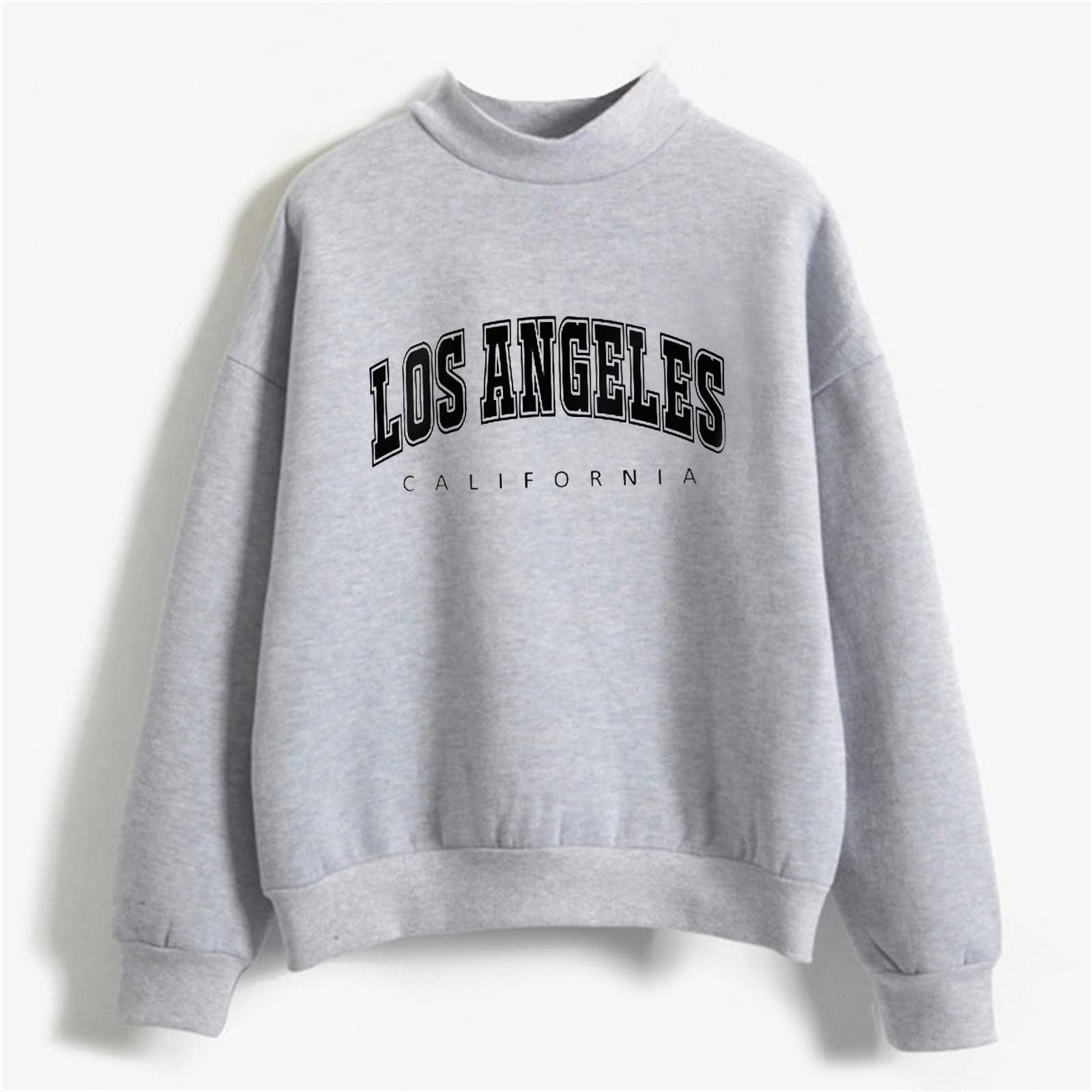 Женский Свитшот Los Angeles California Буквенный принт Графические Свитшоты Круглый вырез Спущенная линия плеча Топы Стойка воротник Винтаж Однотонный Круглый вырез Длинные рукава, фото №2