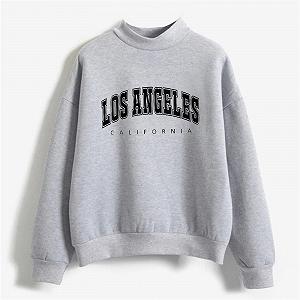 Женский Свитшот Los Angeles California Буквенный принт Графические Свитшоты Круглый вырез Спущенная линия плеча Топы Стойка воротник Винтаж Однотонный Круглый вырез Длинные рукава synthetic.ua - Фото 1