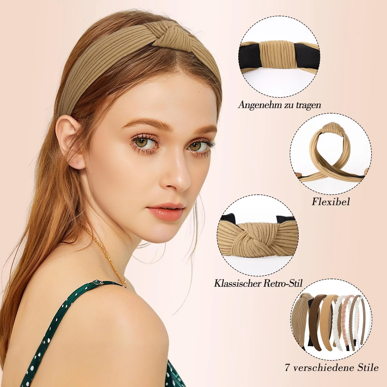Жіночий обруч для волосся, набір з 7 штук, плетений, фото №4