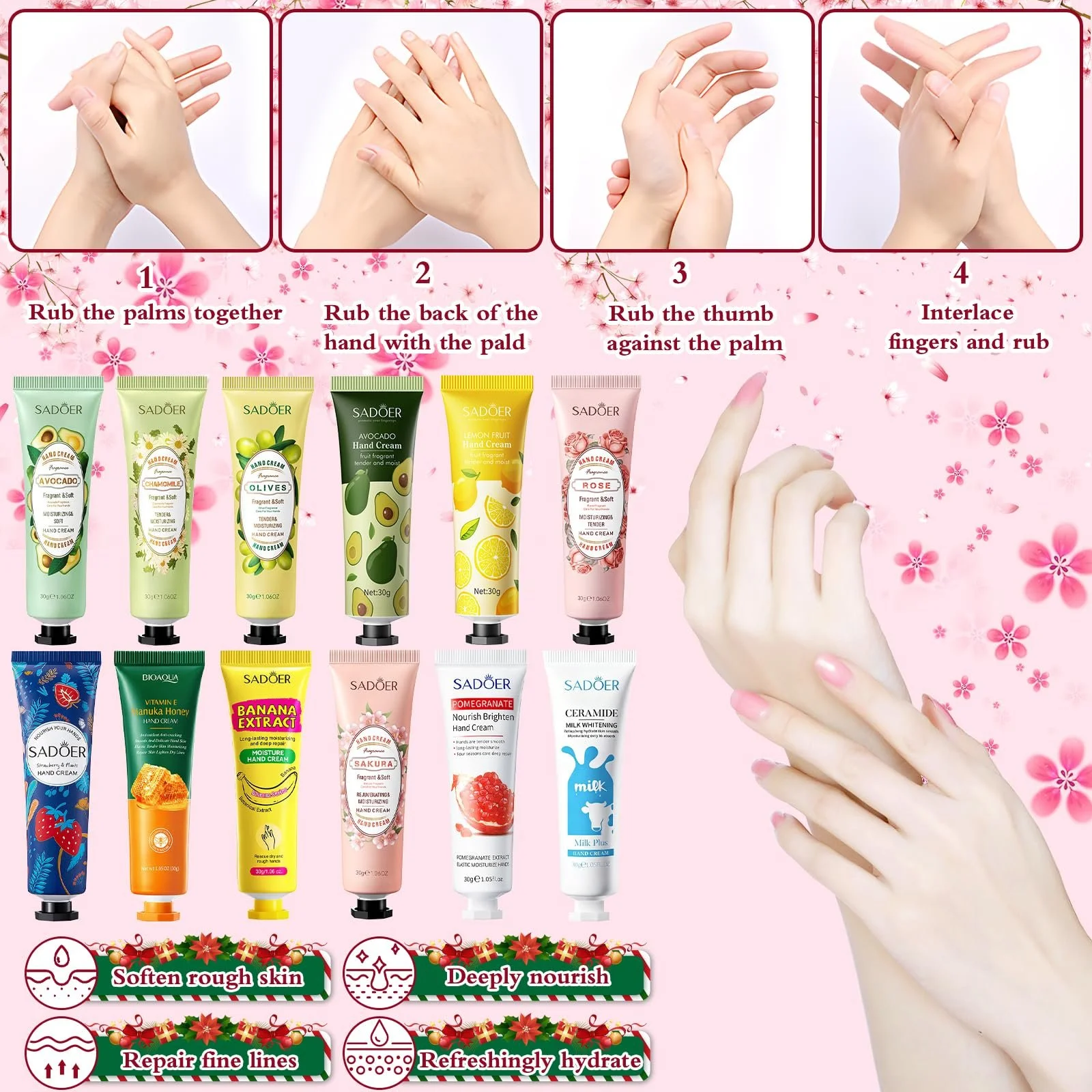 Набір кремів для рук, 15 штук Міні Різдвяний подарунковий набір, фото №4 Набір кремів для рук, 15 штук Міні Різдвяний подарунковий набір, фото №4