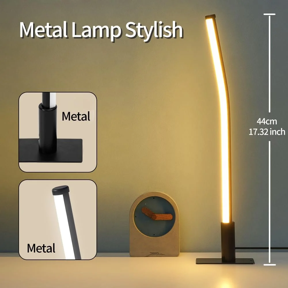 Набір із 2 настільних ламп Металеві 44 см USB 5В 2А Сенсорні Функція пам'яті Чорні, фото №2
