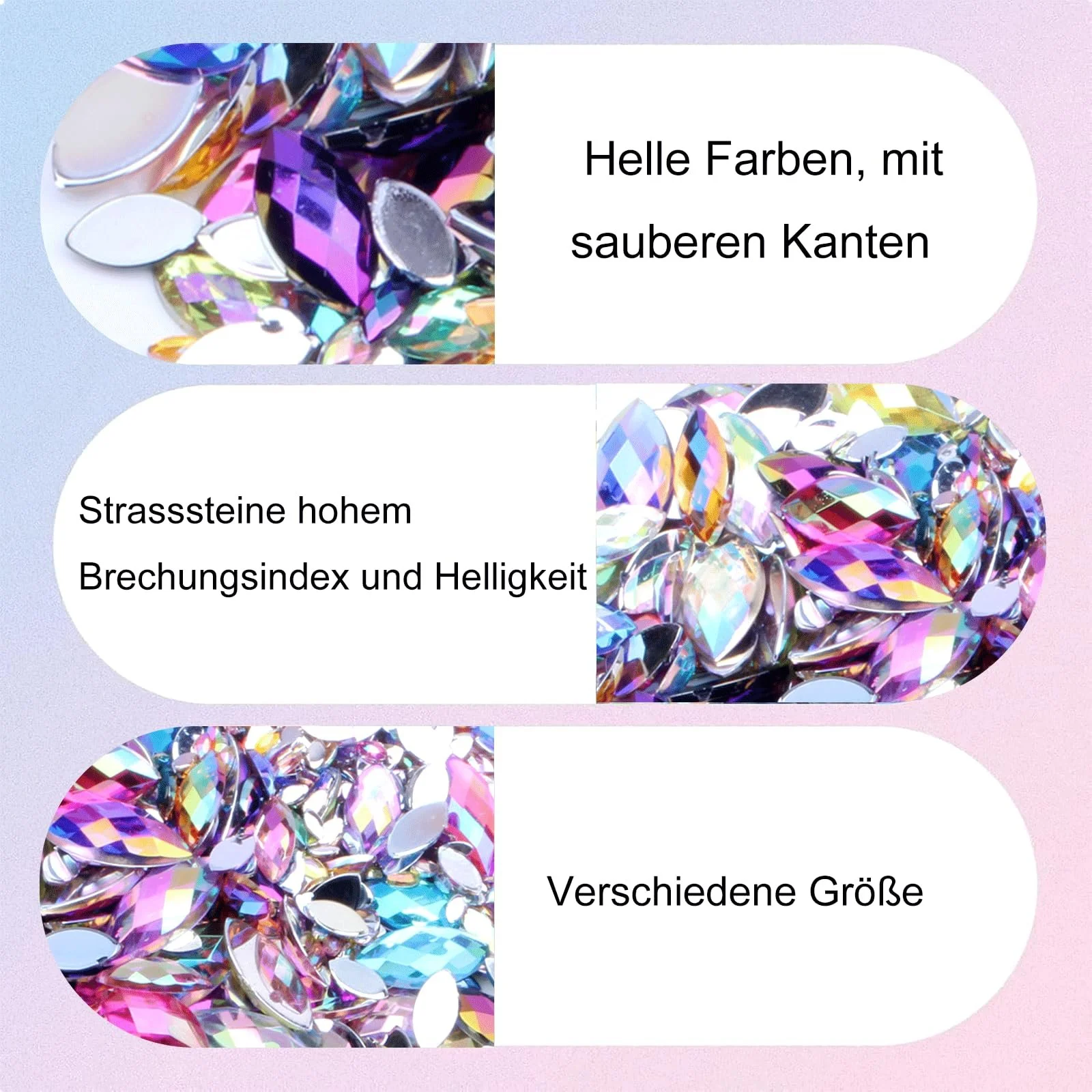 Набір акрилових страз 200 шт, Різнокольоров, фото №4