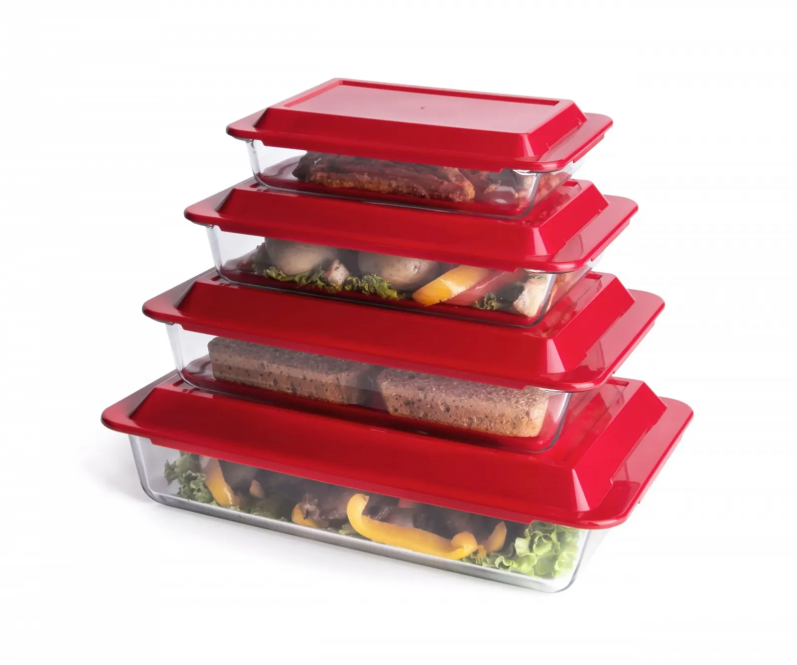 Набор форм для запекания из закаленного стекла с крышками прямоугольных 8 шт. 1 л, 1.7 л, 2.8 л, 4.2 л, фото №6