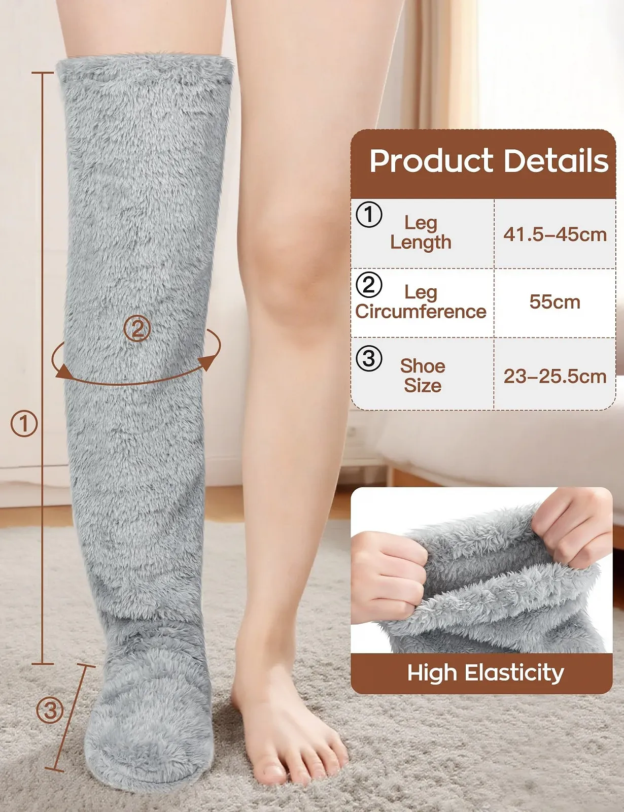 Теплі панчохи вище колін Becellen, Плюшеві, фото №5